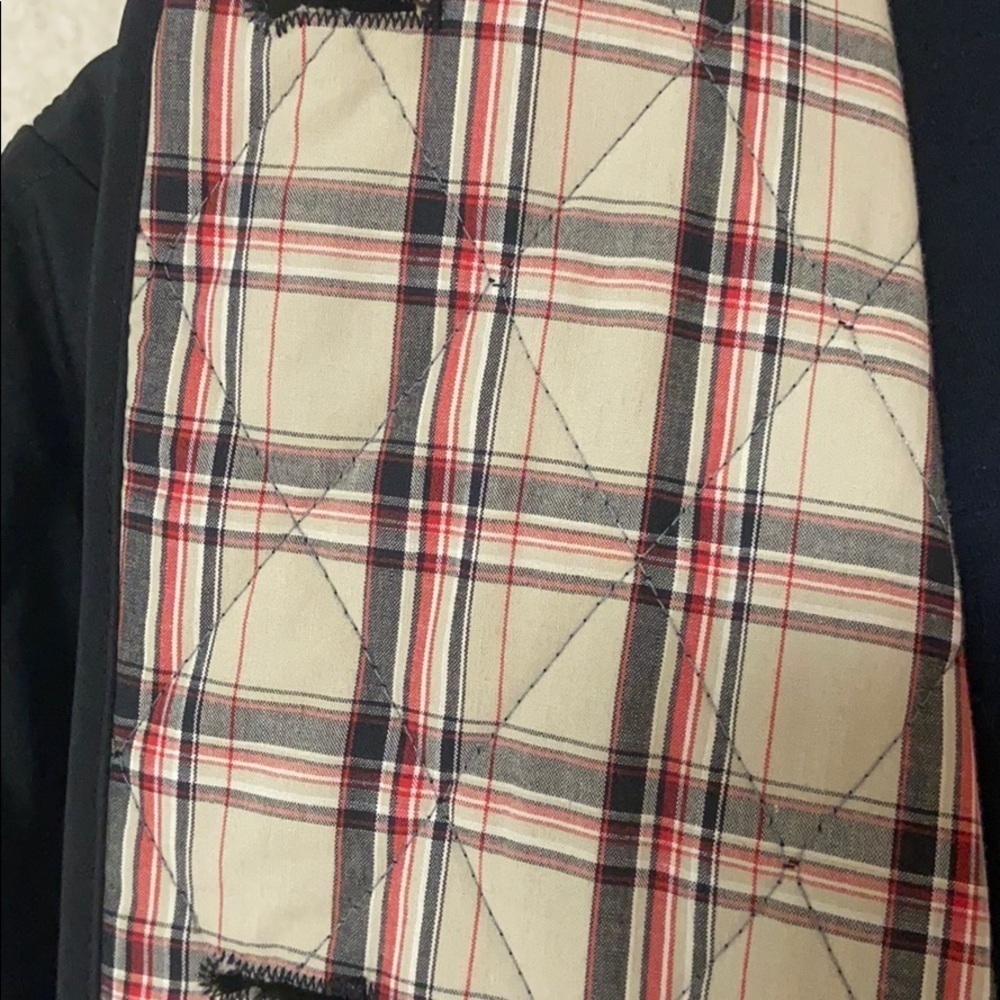 Julia Klein Black Quilted Jacket, PM, plaid lining - Picture 7 of 13